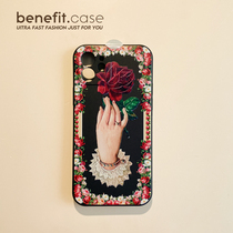 Benefit retro style hand holding rose to apply Apple 13promax creative phone shell iphone12mini liquid protective sheath xsmax personality xr female
