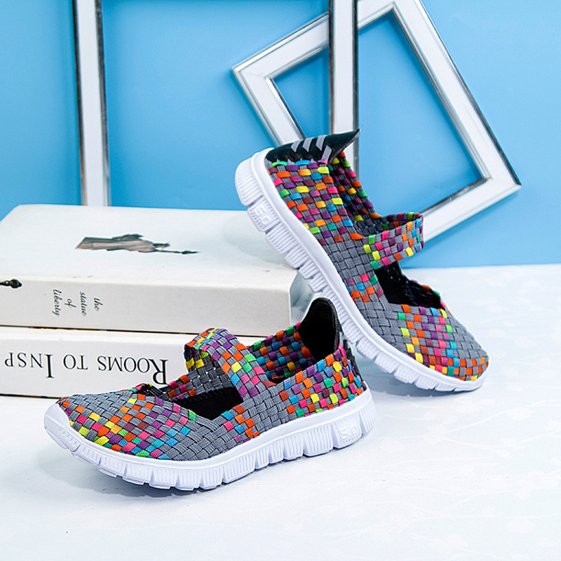 Colorful Grey21 new pattern light Flat shoes Hot money Elastic band leisure time Woven shoes Women's shoes Big size Flat bottom Mom shoes