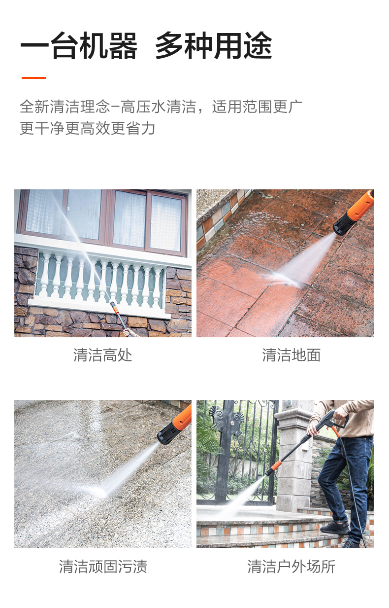 绿田 高压洗车机 多功能清洗机 220v水泵 1400W大功率 图11