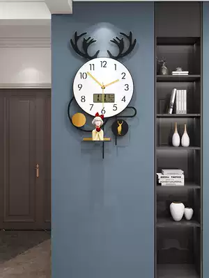 Nordic deer head home watch wall clock personality fashion creative hanging watch modern simple atmospheric mute decorative clock