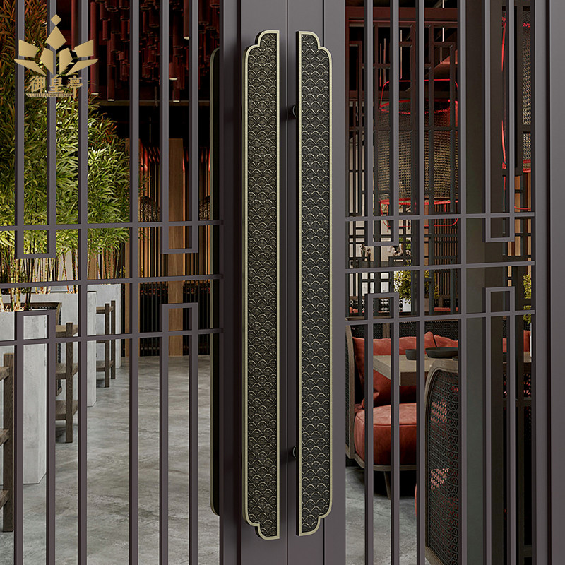 High-grade glass door handle new Chinese style antique hotel private room wooden door handle custom bronze door handle