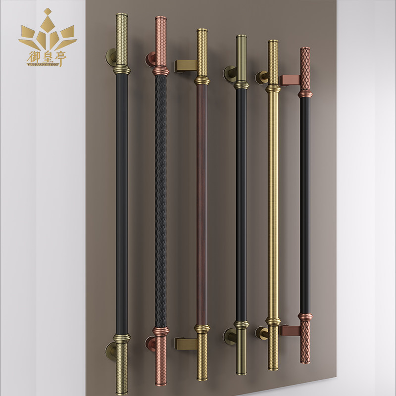 High-grade glass door handle stainless steel wire drawing golden dragon scale pattern custom wooden door pull handle hotel door handle