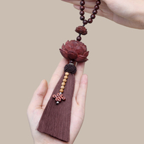 Car pendant sandalwood lotus high-end car interior charm men and women car rearview mirror decoration creative handmade safe