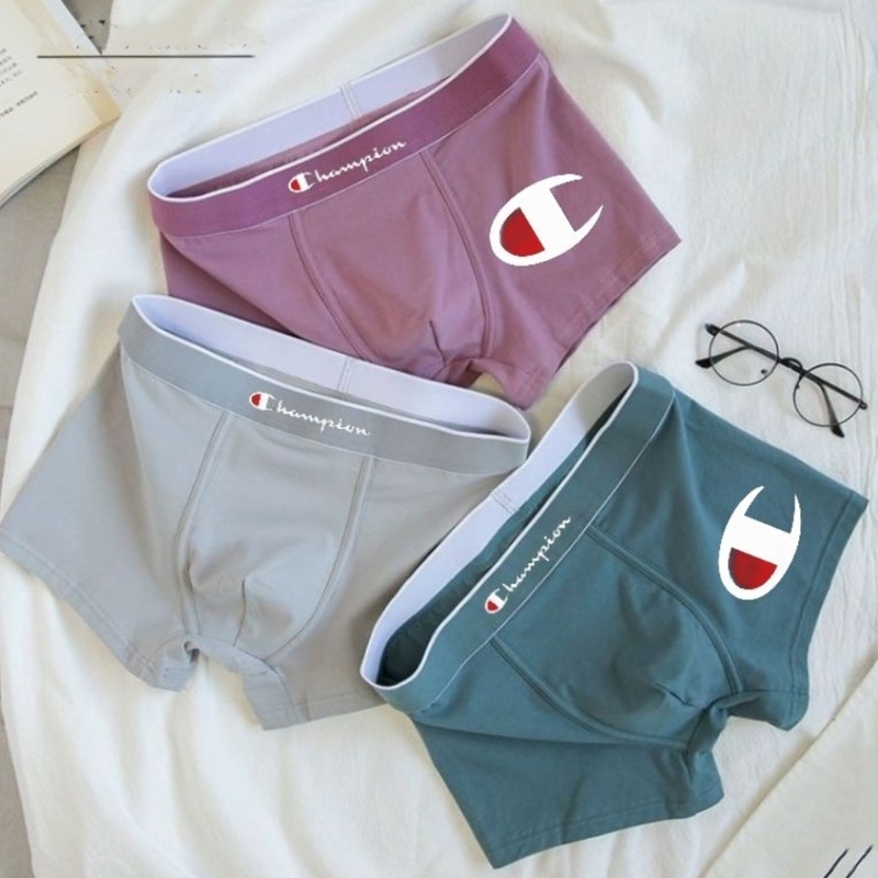 Men's Underwear, Boys' Boxer Briefs, Pure Cotton, High Elasticity, Champion, All-Season Trendy, Antibacterial, Breathable, Solid Color Boxer Briefs, Gift Box Set