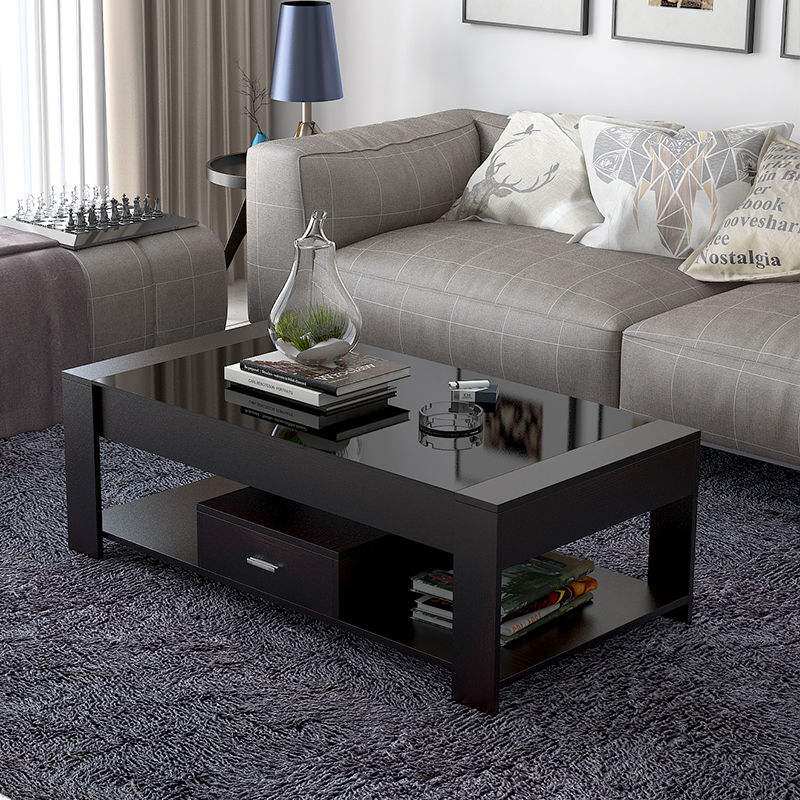 New minimalist modern tempered glass table small family type creative rectangular tea table tea table TV cabinet