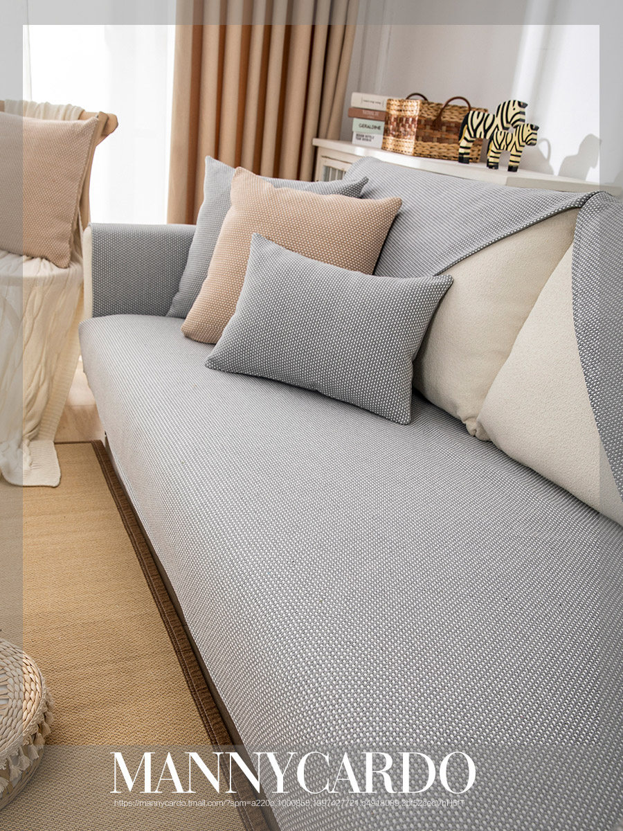 Cotton yarn blended coarse woven sofa cushion four seasons universal modern minimalist home non-slip cushion sofa by protective shell cloth