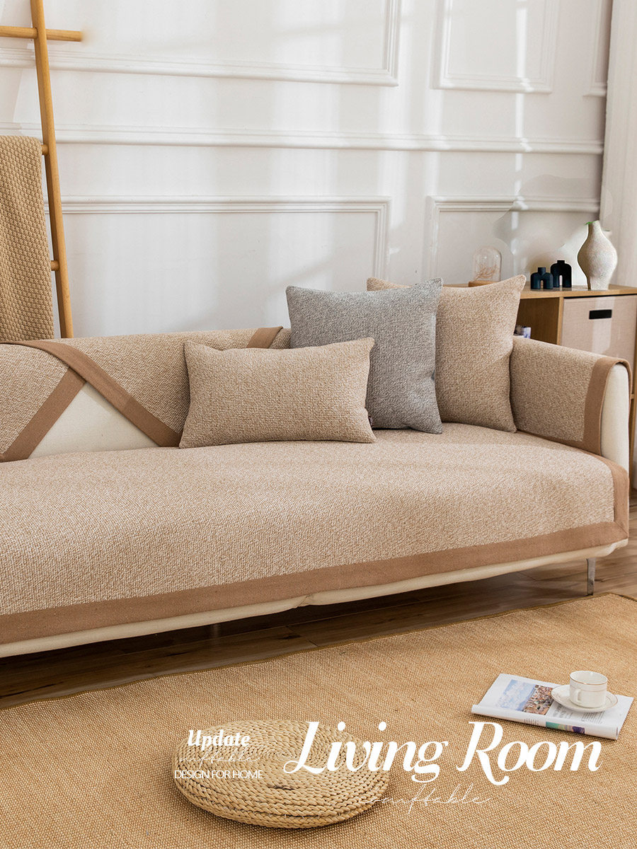 Four seasons universal cotton linen thickened sofa cushion quality non-slip modern cushion sofa towel back cushion