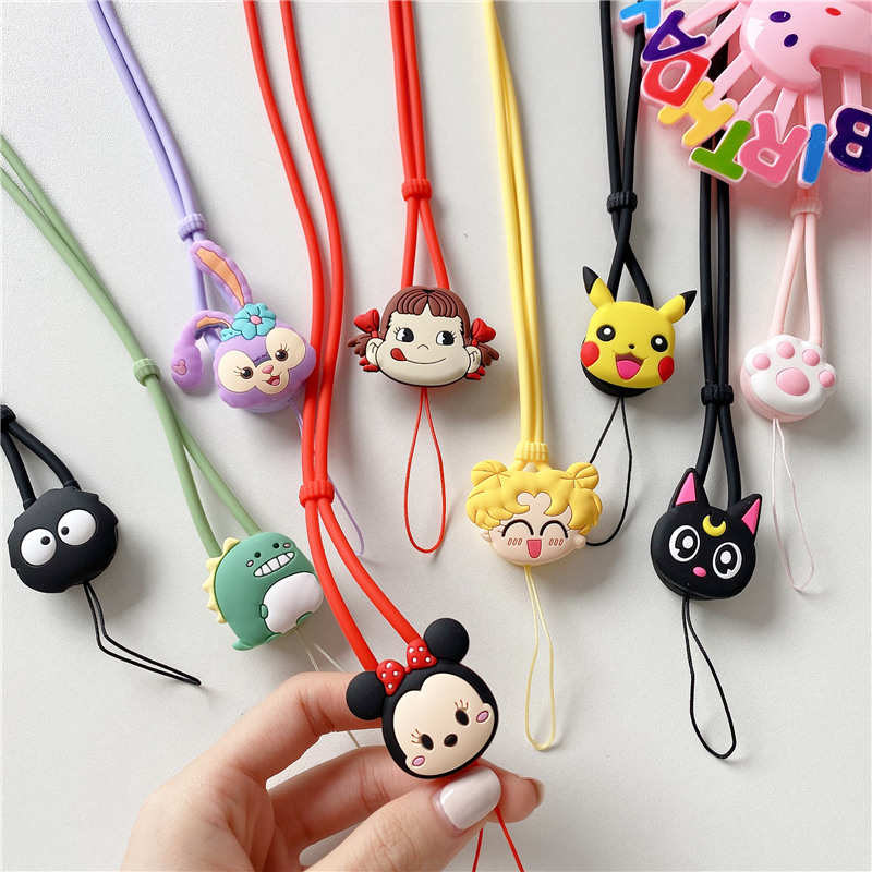 japanese korean cute cartoon mobile phone lanyard neck couple's silicone long rope mobile phone case universal anti-drop suspension lanyard