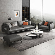 Office Sofa Tea Table Combo Suit Duo Trio Trio of Modern Business Reception Genuine Leather Sofas