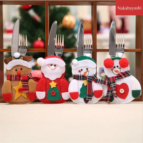 Рождественские украшения, ресторан, макет отеля, новый нетканый чехол для ножа и вилки для старика, снеговика, посуда, чехол