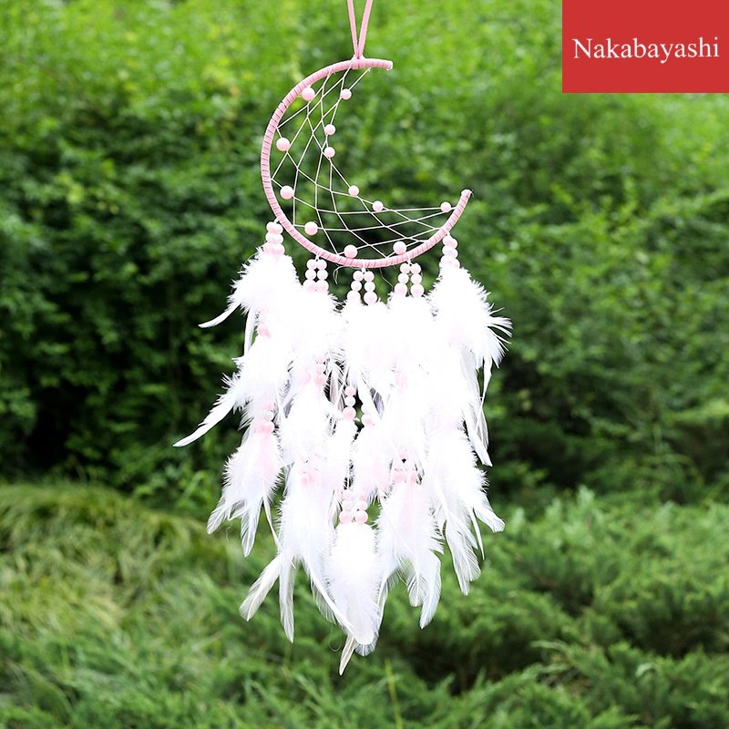 Moon dream net pink series tourist attraction hanging feather pendant car decoration friend gift