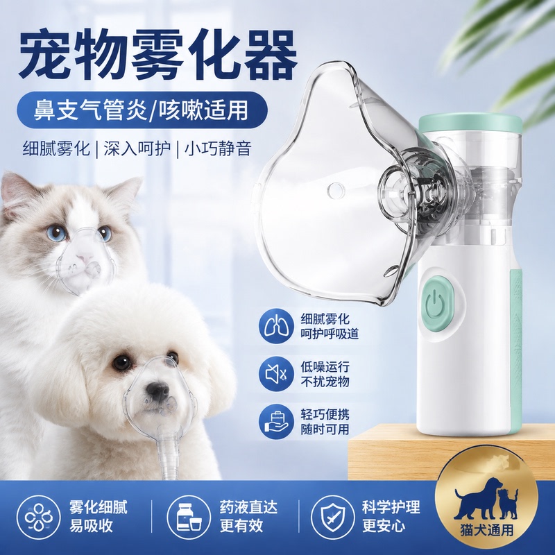 Pet-Specific Nebulizer Handheld for Cats and Dogs with Nasal Bronchitis, for Coughs, with Small Mask, Silent Ch Pet-Specific Nebulizer Handheld for Cats and Dogs with Nasal Bronchitis, for Coughs, with Small Mask, Silent Ch