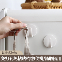 Adhesive hook magnet refrigerator patch kitchen hook non-perforated strong iron suction door rear unscented hook load-bearing wall hanging