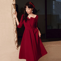 Wine red bride toast 2021 new wedding engagement dress usually wear dress summer little man