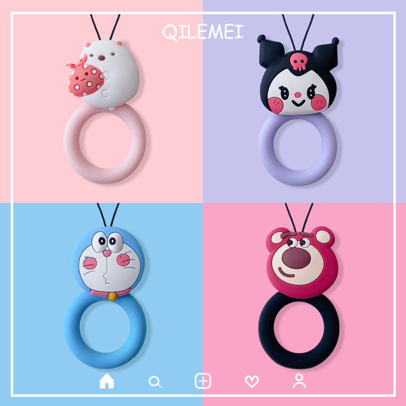 Mobile phone hanging rope Girl shell Personality Creative Pendant Pendant mobile phone Pendant Key U Disc Headphones Anti-Loss Rope Silicone Cute Cartoon Ring Short Pendant Apple Universal Small Hand Rope Anti-Fall
