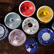Cover Bowl Teacup large number Pinch Enamel Color Sketching Gold Ancient Fashion Show Three Talent Tea Ceramic 340ml Triple Gun Bench Cover Bowl