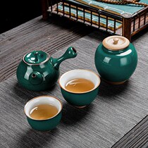 Tea set Ceramic Teapot Teacup Household Ru Kiln open piece rust glaze cover bowl Antique tea pot set side handle pot