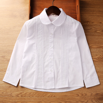 Girls white shirt school uniform 2021 spring and autumn new pure cotton primary and secondary school lace shirt big boy top childrens clothing