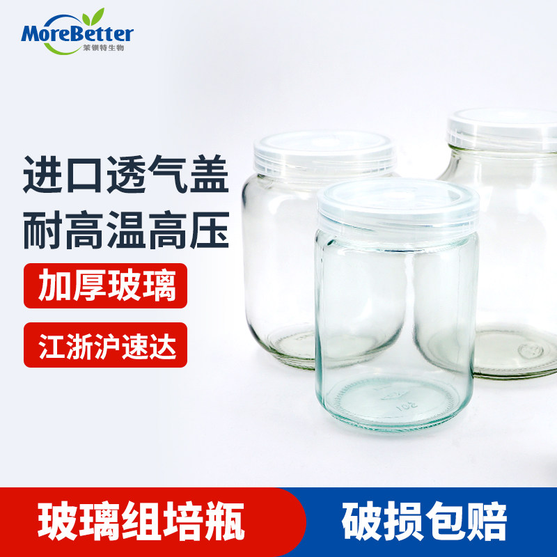 耐高温高压玻璃组培瓶240/350/480/650带透气盖 组织培养瓶菌种瓶