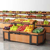 Fruit shelf display rack Multi-function supermarket vegetable rack Commercial fruit and vegetable rack Nakajima display table steel and wooden rack