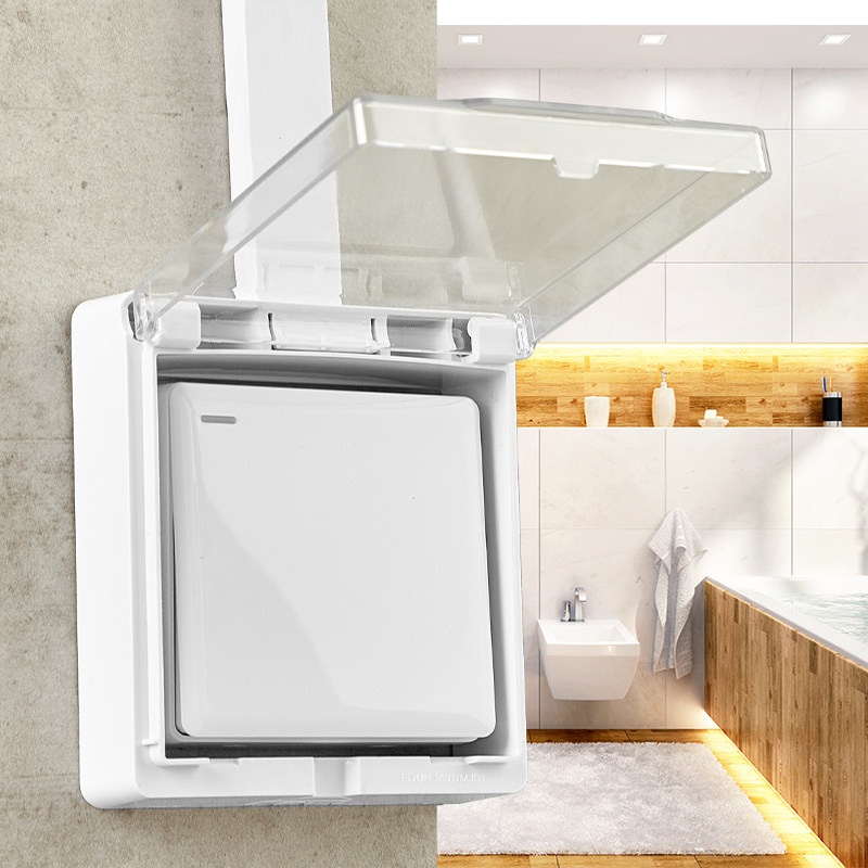 Min Fit Ultra Slim Waterproof Case 86 Type Universal Bathroom Bath Bully Switch Waterproof Cover Adhesive Outdoor Clear Wire Box Splash Box