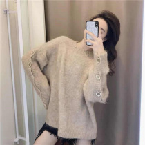 (Pet powder welfare) gentle wind knitwear sweater 2021 new womens autumn and winter wear womens lazy wind
