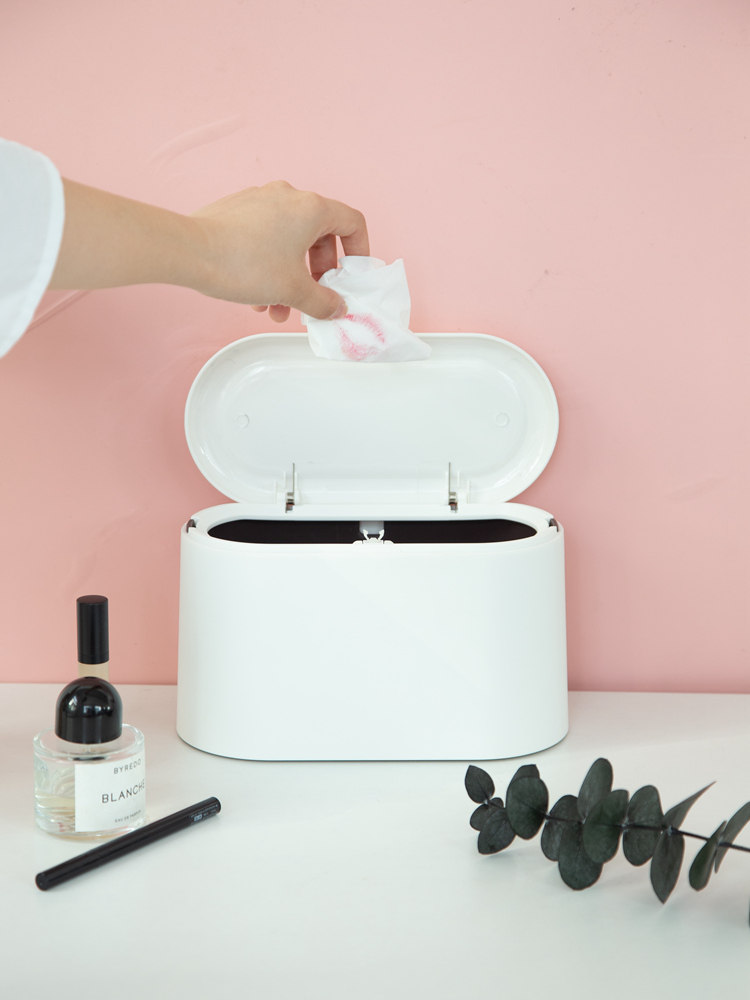 Desktop trash can Cute net red mini creative dining table Small Nordic bed head with lid on the table coffee table box