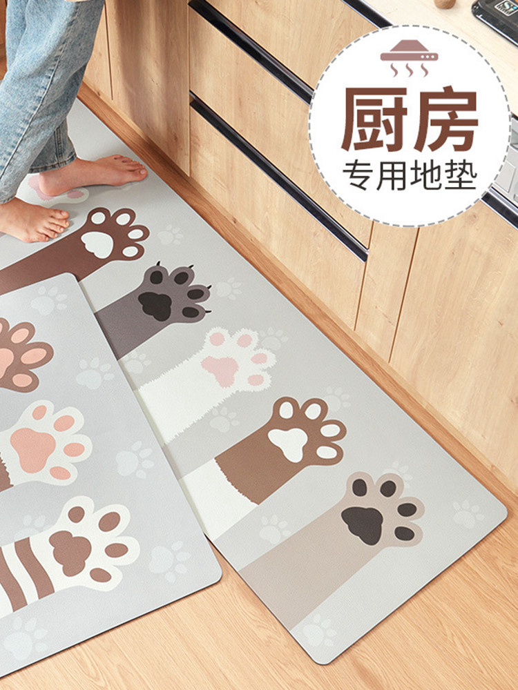 Kitchen special floor mat non-slip and oil-proof household long carpet full of PVC rubable leave-in dirty waterproof floor mat
