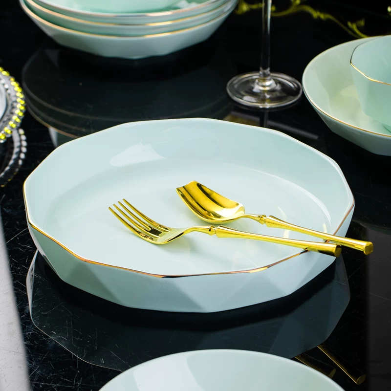 Jingdezhen керамическая домашняя посуда ручной работы зелёный Celadon Nordic Diamond Diamond высокая красота чашa подарок набор