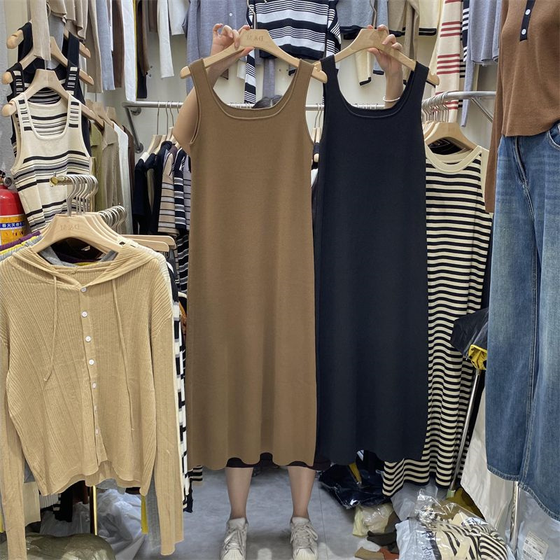Extra Large Size 150kg Versatile Over-The-Knee Sleeveless Strap Loose Dress for Plus-Size Women, Mid-Length Casual Dress 260