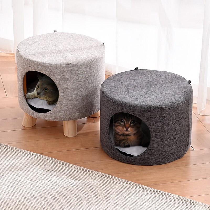 Solid wood Cat Nest Closed stools cats share kitty supplies Little young cat house house Four Seasons universal winter warmth