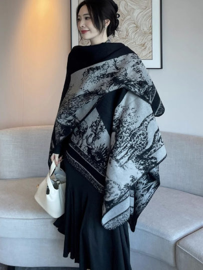 披肩女外搭高端洋气2025新款秋冬季空调房保暖办公室双面可披围巾