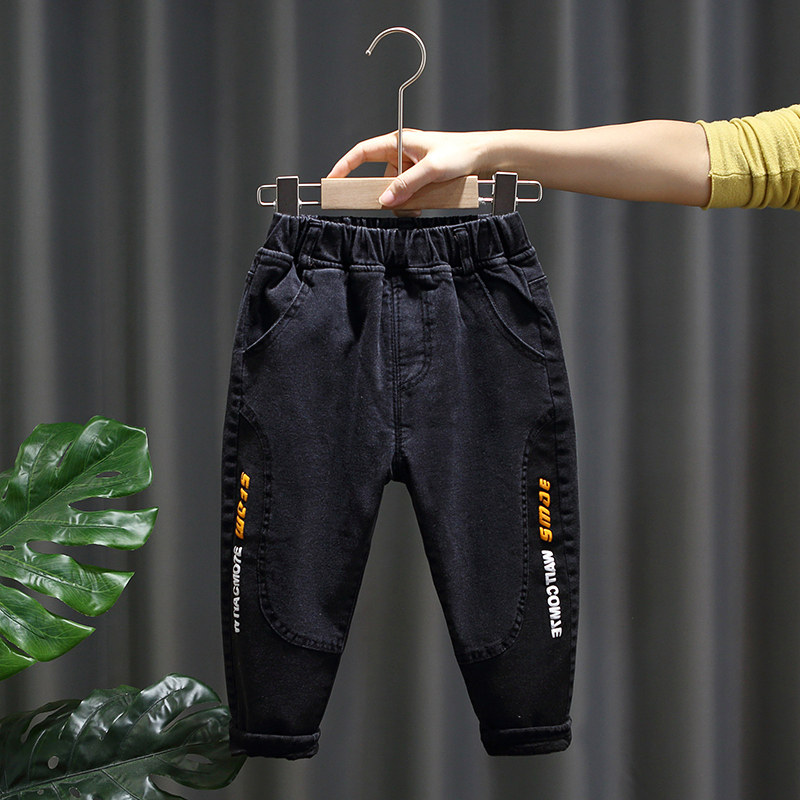 Children's jeans autumn and winter boy's plus trousers 2022 new baby's Han edition warm tide winter dress