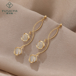 Tassel earrings female earrings 2020 new wave of cold wind temperament sense of sterling silver earrings ear clip without pierced ears