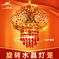 led Crystal rotating lantern New Year walking lantern Spring Festival celebration new house wedding balcony foyer hanging lamp