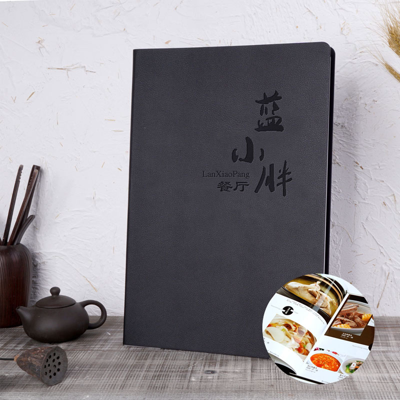 Premium hardware crust menu design to customize the tailor-made dinner paperbook insert price list to order the Chinese restaurant BBQ Creative Kawa Menu A4A3 Waterproof Leather Customized