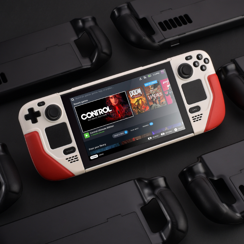 Red print suitable for Steamdeck protective shell steam deck oled palm machine containing bag with bracket host case rear cover integrated hard shell full package sticker anti-fall heat dissipation