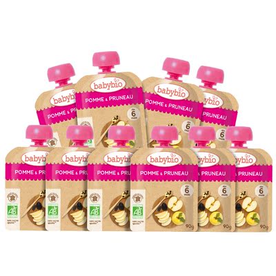 babybio伴宝乐有机混合果泥苹果西梅10袋*90g法国进口辅食-临期