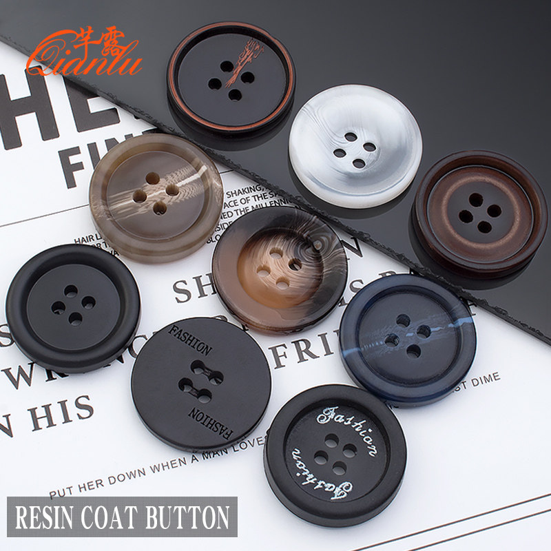 Resin button high-end coat suit suit men and women's coat with round black large four-eyed button