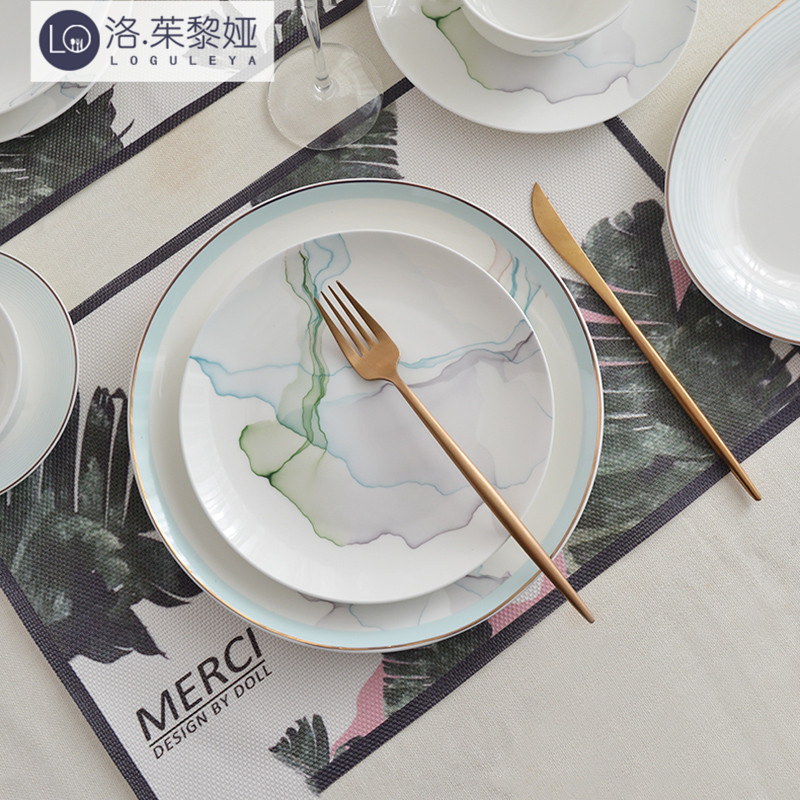 LO GULEYA Bone China Dinner Bowl Single Household Porcelain Tableware Noodle Bowl Creative Big Bowl Soup Bowl Nordic Dishes