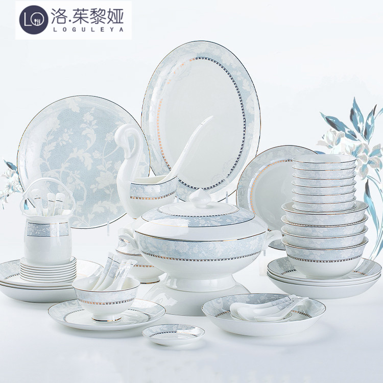 LO GULEYA dish set Household Nordic simple light luxury tableware ceramic combination Jingdezhen bone china dishes