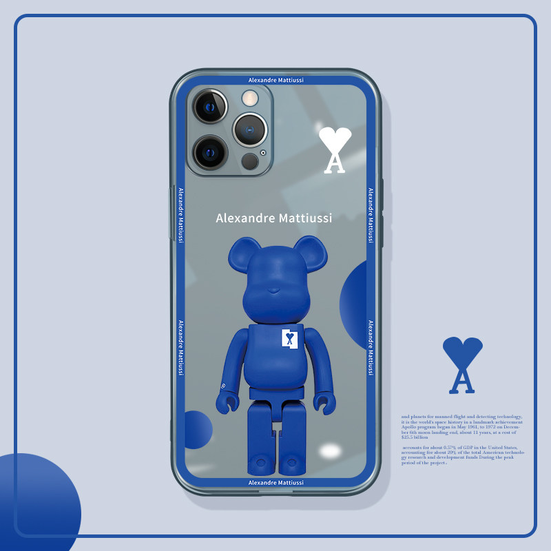 Applicable to Apple 13 mobile phone protective shell iPhone12 net red Apple11 tide brand mini violent bear Pro female model max all-inclusive lens Apple mobile phone sleeve advanced sense 13