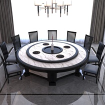 Electric Turntable Clubhouse Imitation Marble Hotpot Table Folk Juku Custom Charged Magnetic Furnace Hotel Dining Table Electric Big Round Table