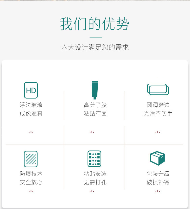 坤安 贴墙自粘镜 全身镜 30*90cm 图2