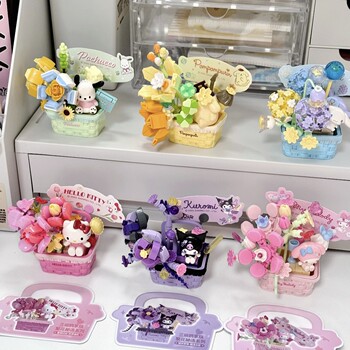 Sanrio Family Moonlight Society Building Blocks Flower Secret Language Series Blind Box Fun High-Quality Assembly Educational Toys Gift for Girls
