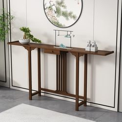 New Chinese-Style Entryway Table, Solid Wood Modern Minimalist Foyer Cabinet, Narrow Hallway End Table