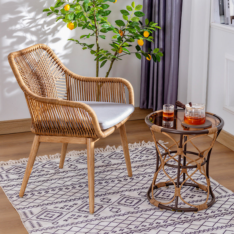 Balcony small table and chairs Rattan Full Aluminum Suit Outdoor Table And Chairs Balcony Casual Creative Eurostyle Modern