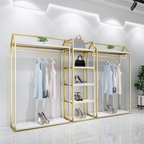 Mens Clothing Light Extravagant Show Shelves High-end Specialty Shops Womens Clothing High Cabinet Display Racks Clothing Store Combination Clothes Hangers Landing Style