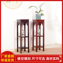 Chinese style living room solid wood multilayer flower shelf European style balcony shelve with floor bonsai rectangular elm wood pendulum table