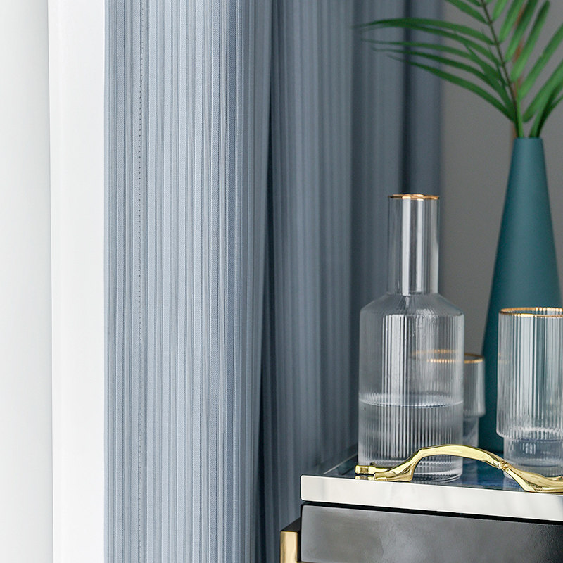 2022 new curtain shading light and luxurious Nordic postmodern minimalist High-end Bedroom Living Room Blue Emulation Silk-style